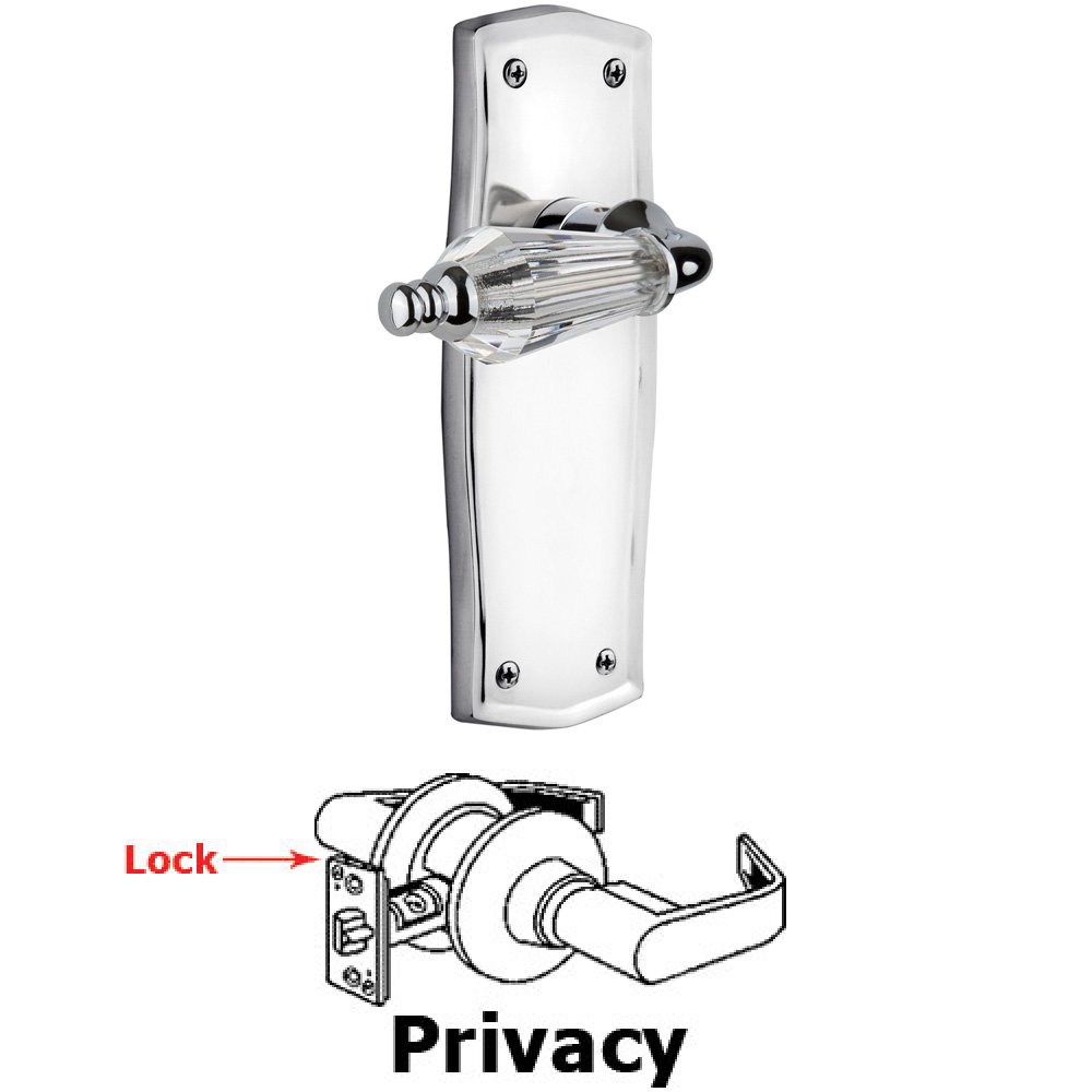 Complete Privacy Set Without Keyhole - Prairie Plate with Parlor Lever in Bright Chrome