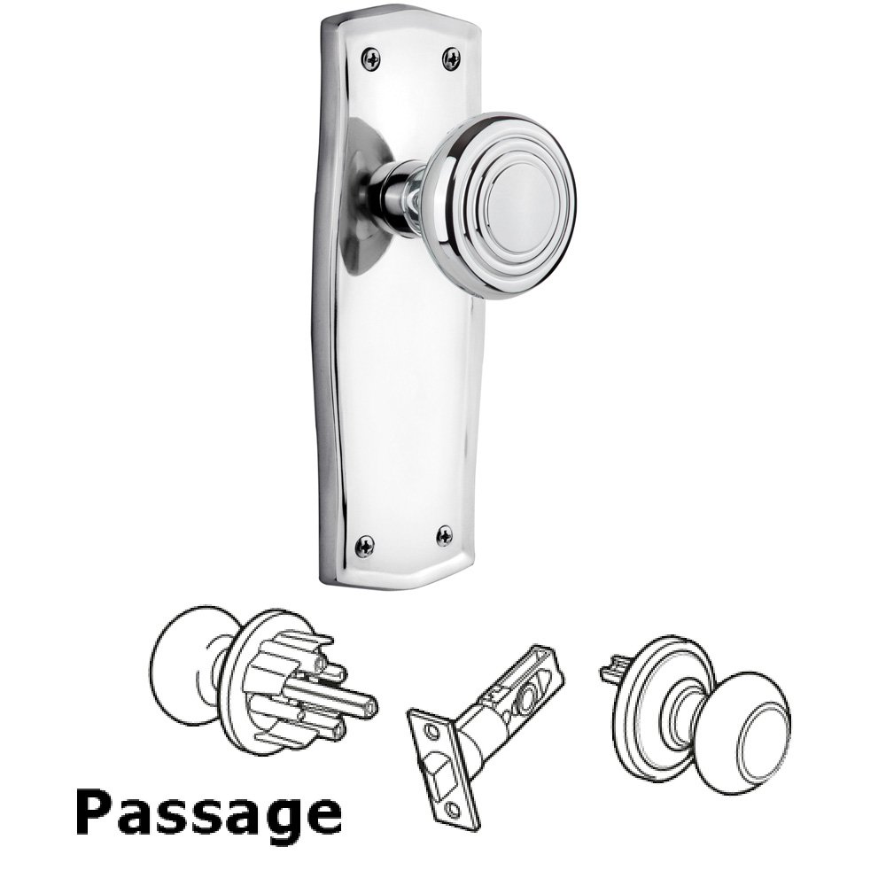 Passage Prairie Plate with Deco Door Knob in Bright Chrome