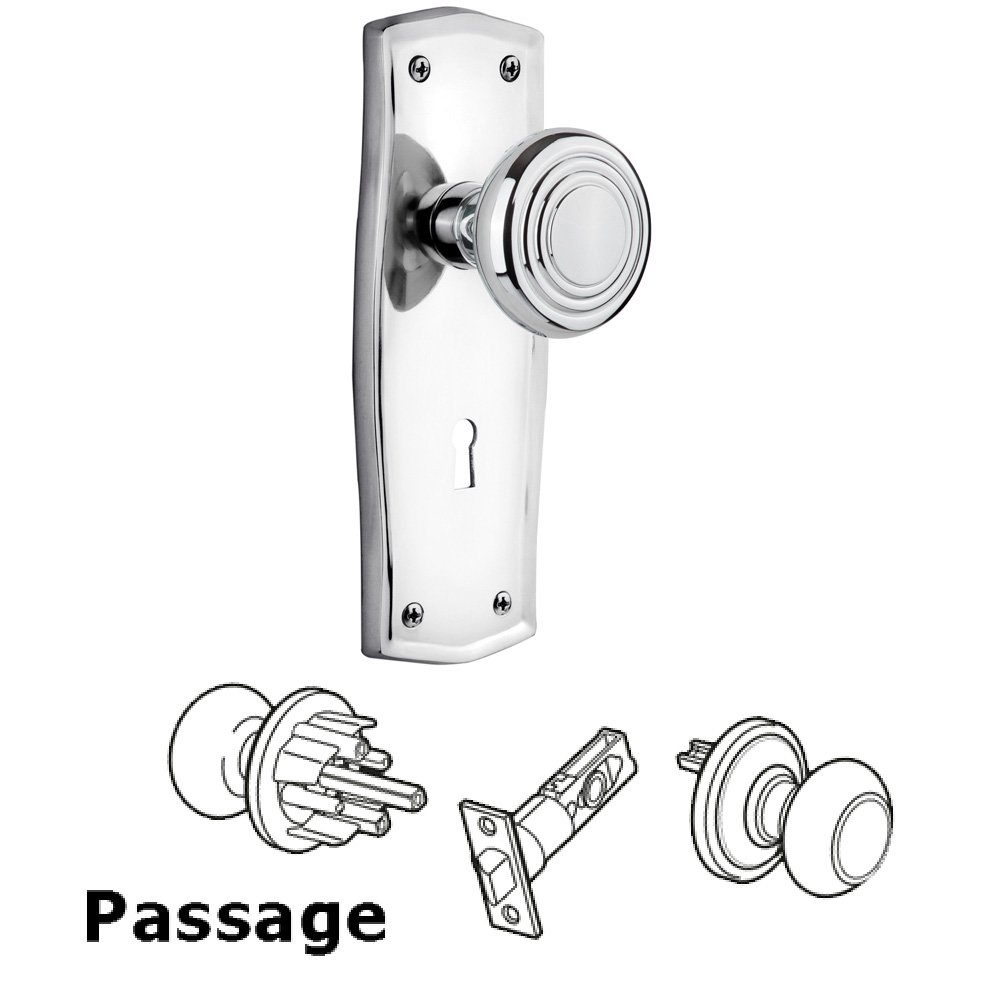 Passage Prairie Plate with Keyhole and Deco Door Knob in Bright Chrome