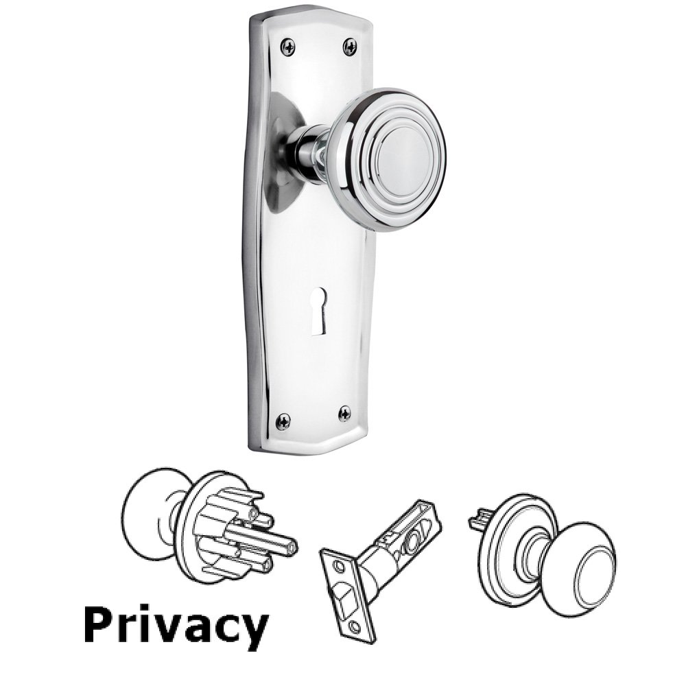 Privacy Prairie Plate with Keyhole and Deco Door Knob in Bright Chrome