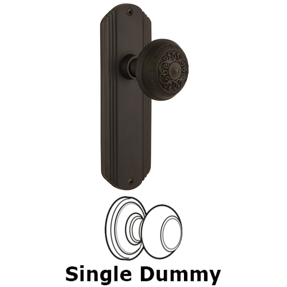Single Dummy Knob Without Keyhole - Deco Plate with Egg & Dart Knob in Oil Rubbed Bronze