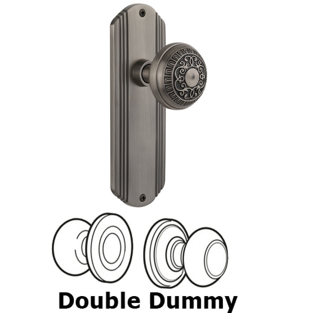 Double Dummy Set Without Keyhole - Deco Plate with Egg & Dart Knob in Antique Pewter
