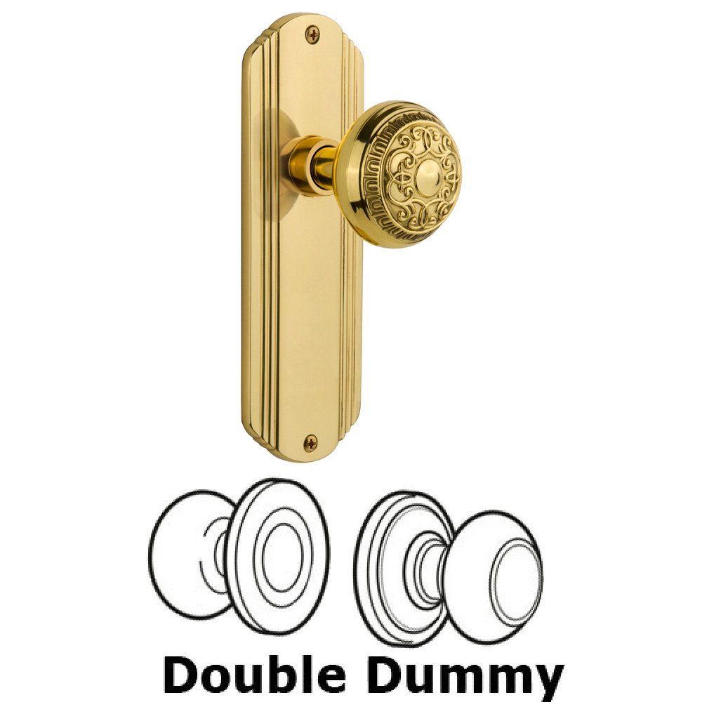 Double Dummy Set Without Keyhole - Deco Plate with Egg & Dart Knob in Polished Brass