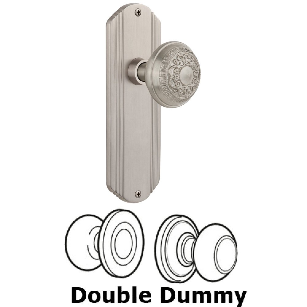 Double Dummy Set Without Keyhole - Deco Plate with Egg & Dart Knob in Satin Nickel
