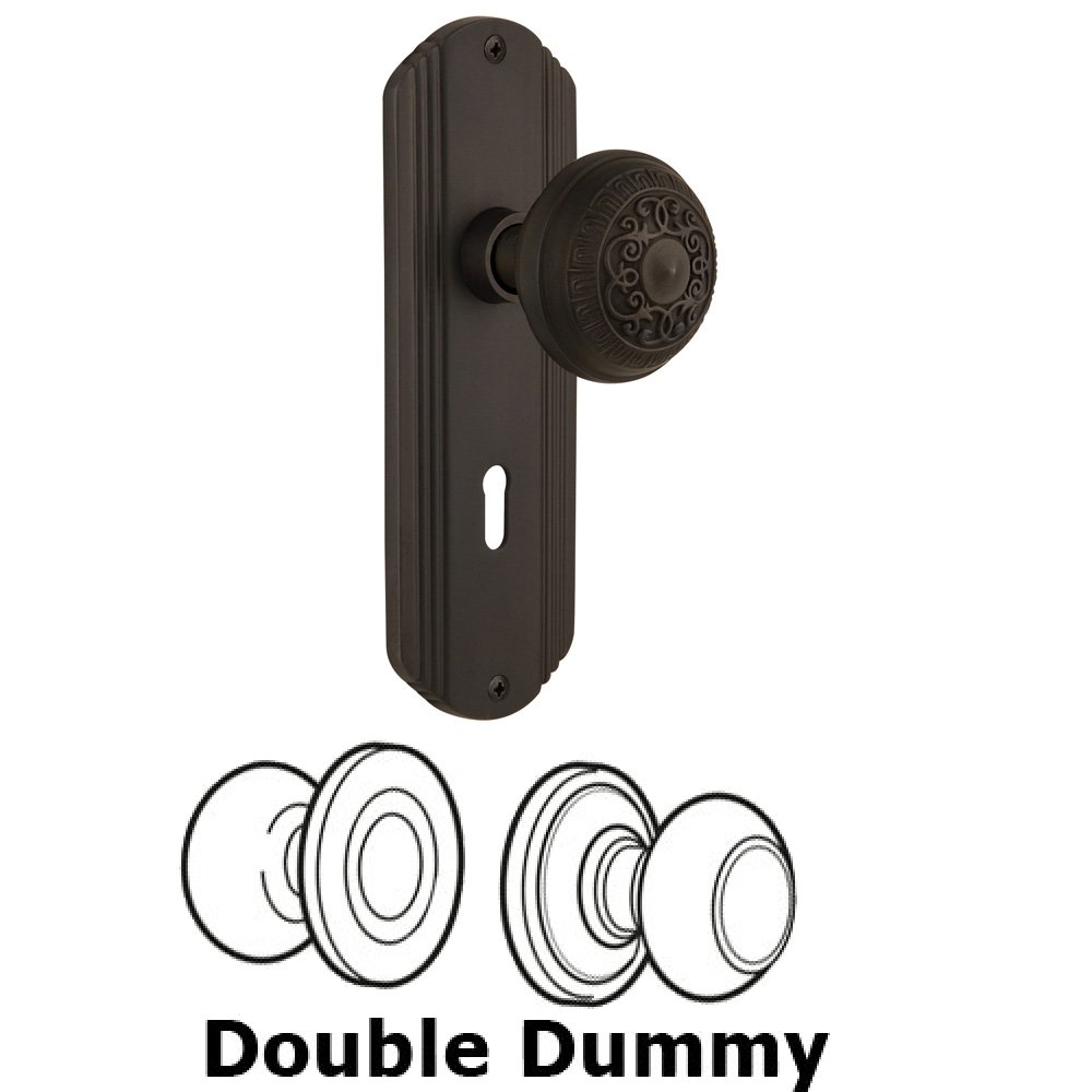 Double Dummy Set With Keyhole - Deco Plate with Egg & Dart Knob in Oil Rubbed Bronze