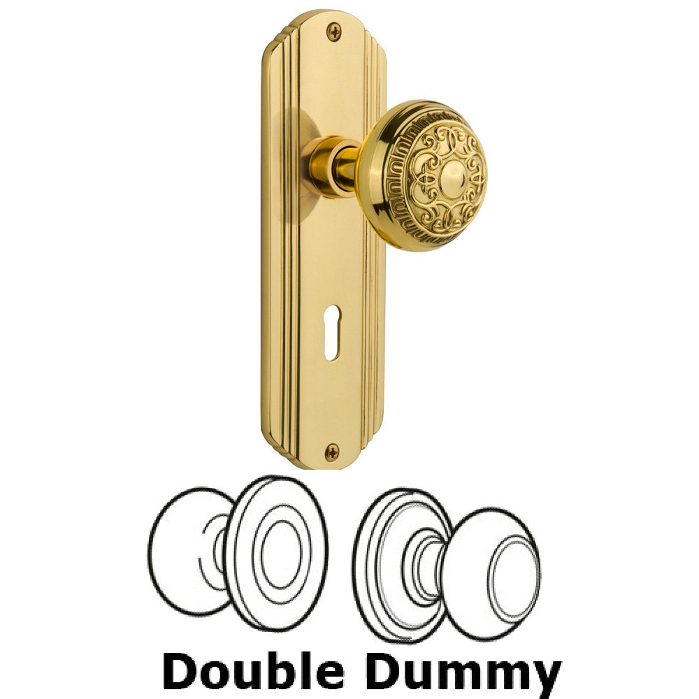 Double Dummy Set With Keyhole - Deco Plate with Egg & Dart Knob in Polished Brass