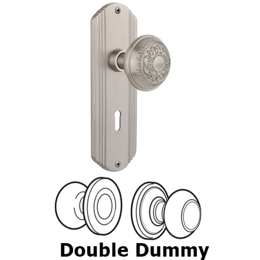 Double Dummy Set With Keyhole - Deco Plate with Egg & Dart Knob in Satin Nickel