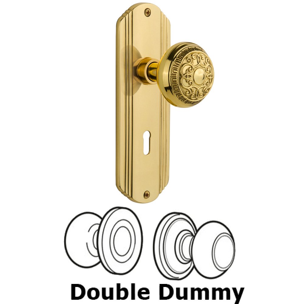 Double Dummy Set With Keyhole - Deco Plate with Egg & Dart Knob in Unlacquered Brass