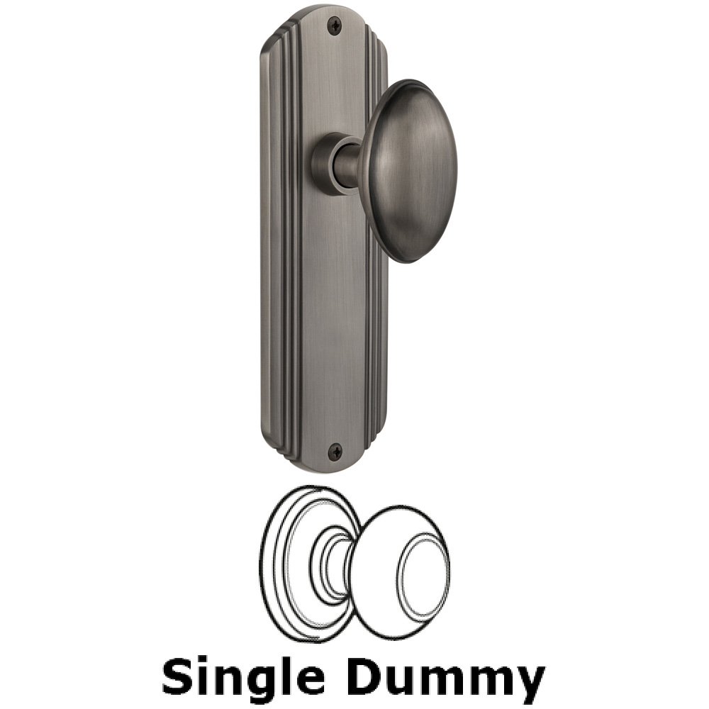 Single Dummy Knob Without Keyhole - Deco Plate with Homestead Knob in Antique Pewter