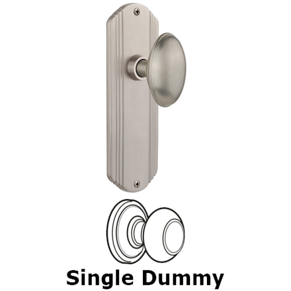 Single Dummy Knob Without Keyhole - Deco Plate with Homestead Knob in Satin Nickel