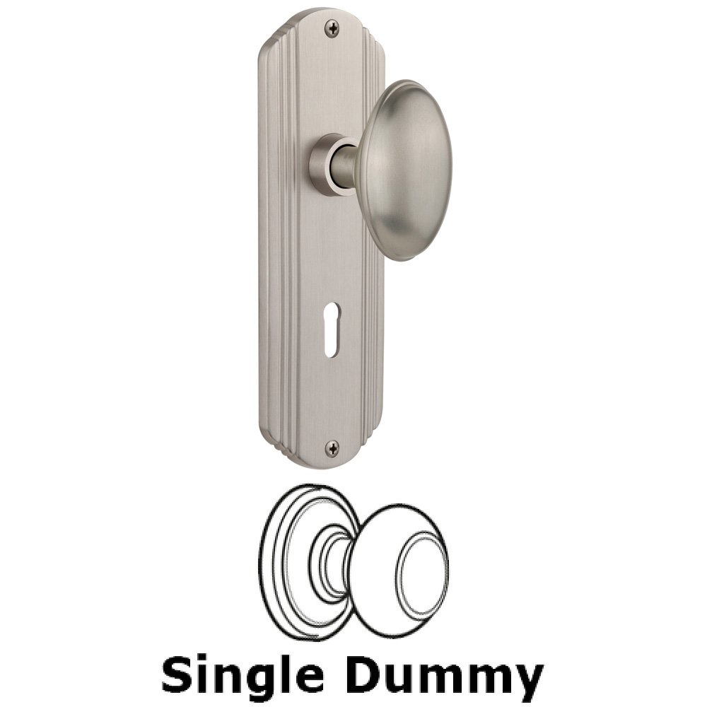 Single Dummy Knob With Keyhole - Deco Plate with Homestead Knob in Satin Nickel