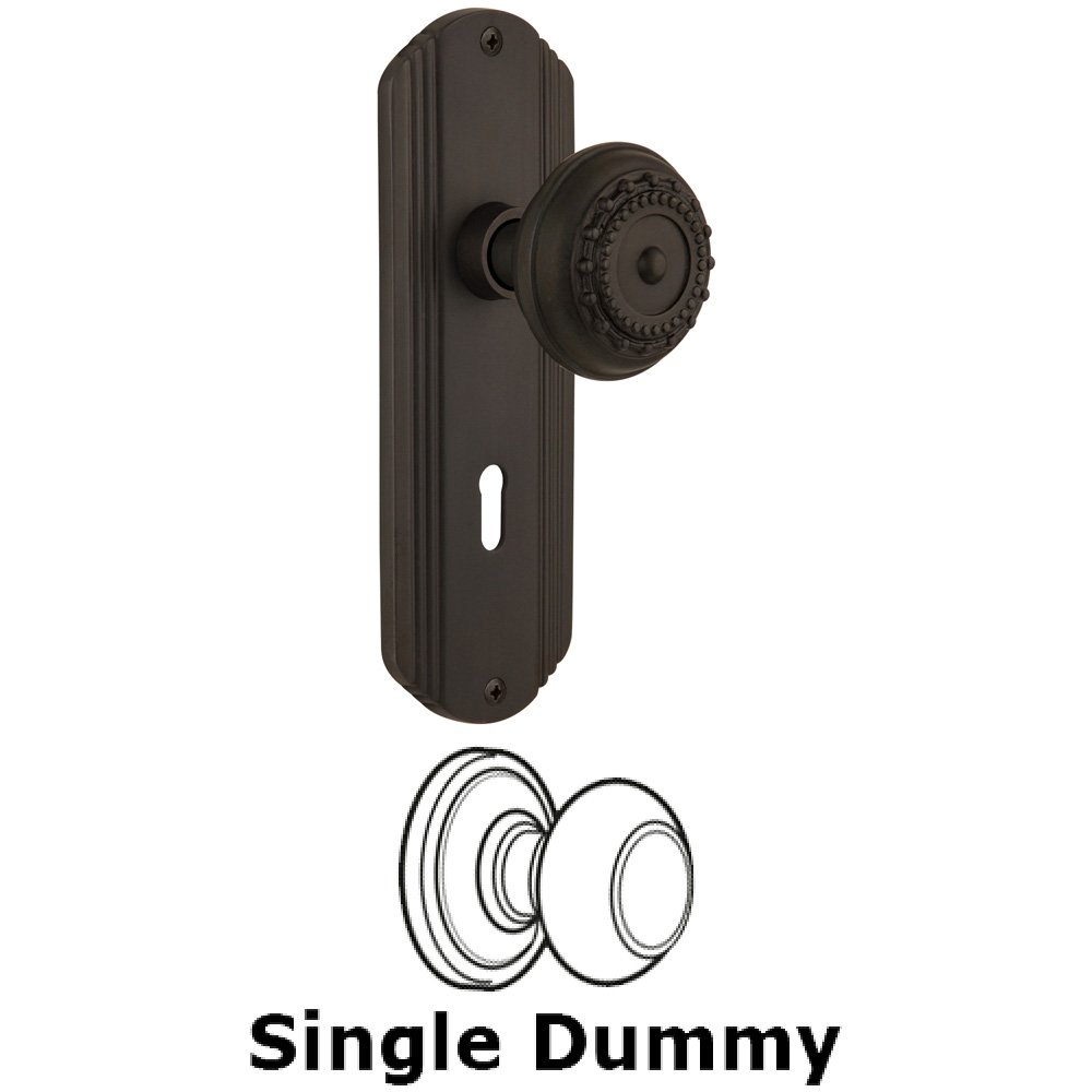 Single Dummy Knob With Keyhole - Deco Plate with Meadows Knob in Oil Rubbed Bronze
