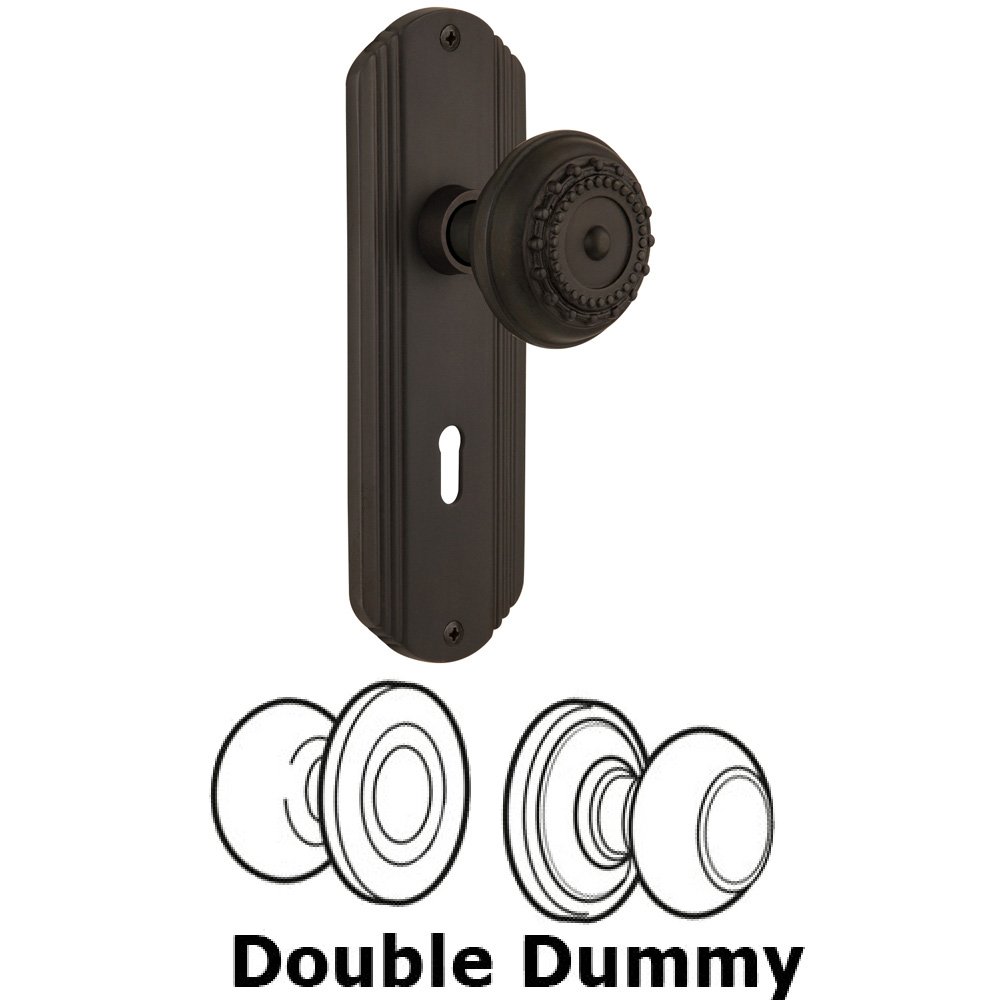 Double Dummy Set With Keyhole - Deco Plate with Meadows Knob in Oil Rubbed Bronze