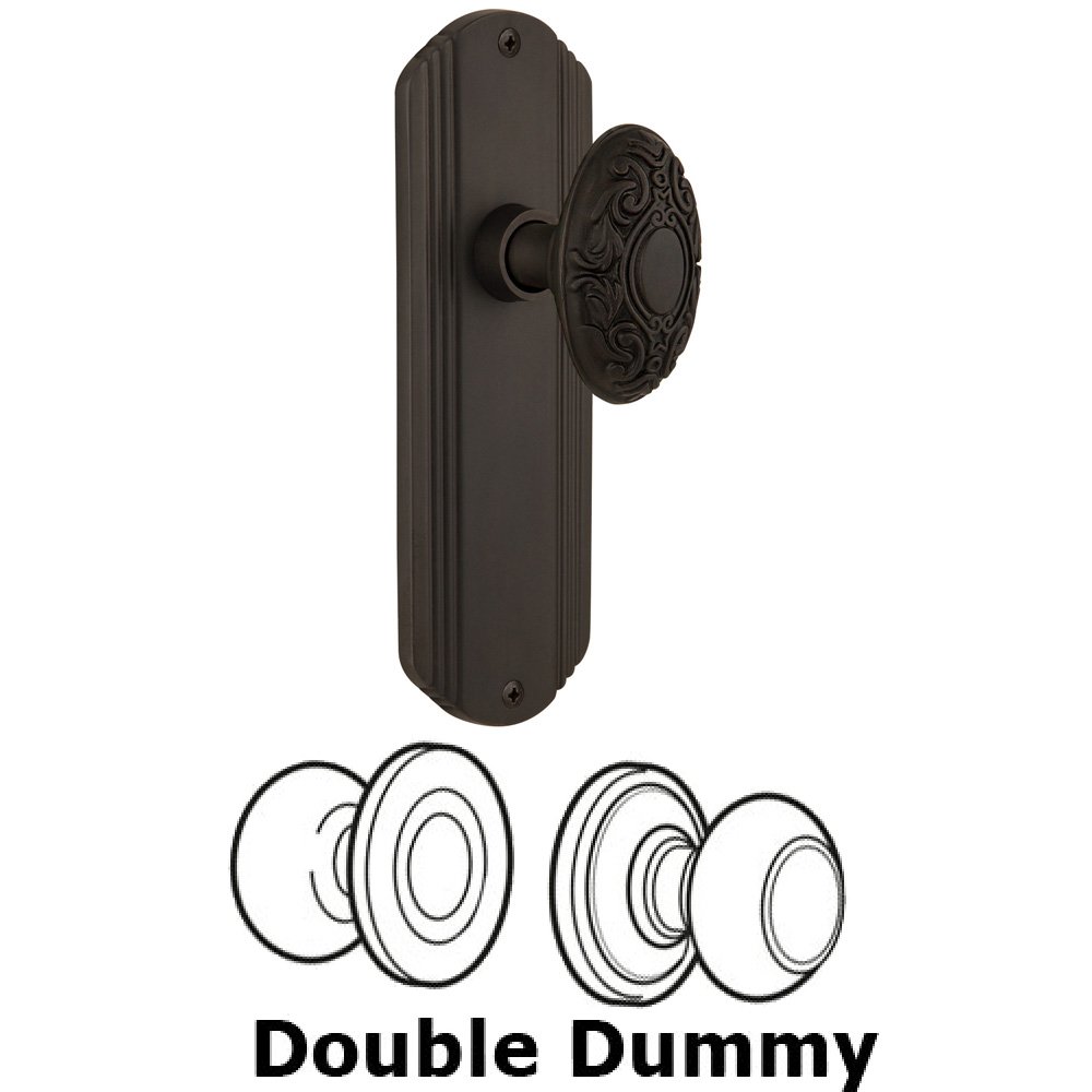 Double Dummy Set Without Keyhole - Deco Plate with Victorian Knob in Oil Rubbed Bronze
