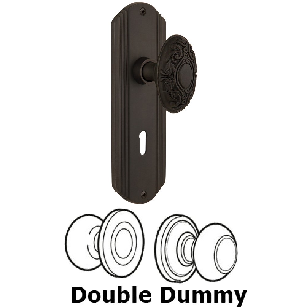 Double Dummy Set With Keyhole - Deco Plate with Victorian Knob in Oil Rubbed Bronze