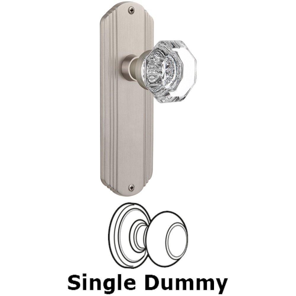Single Dummy Knob Without Keyhole - Deco Plate with Waldorf Knob in Satin Nickel
