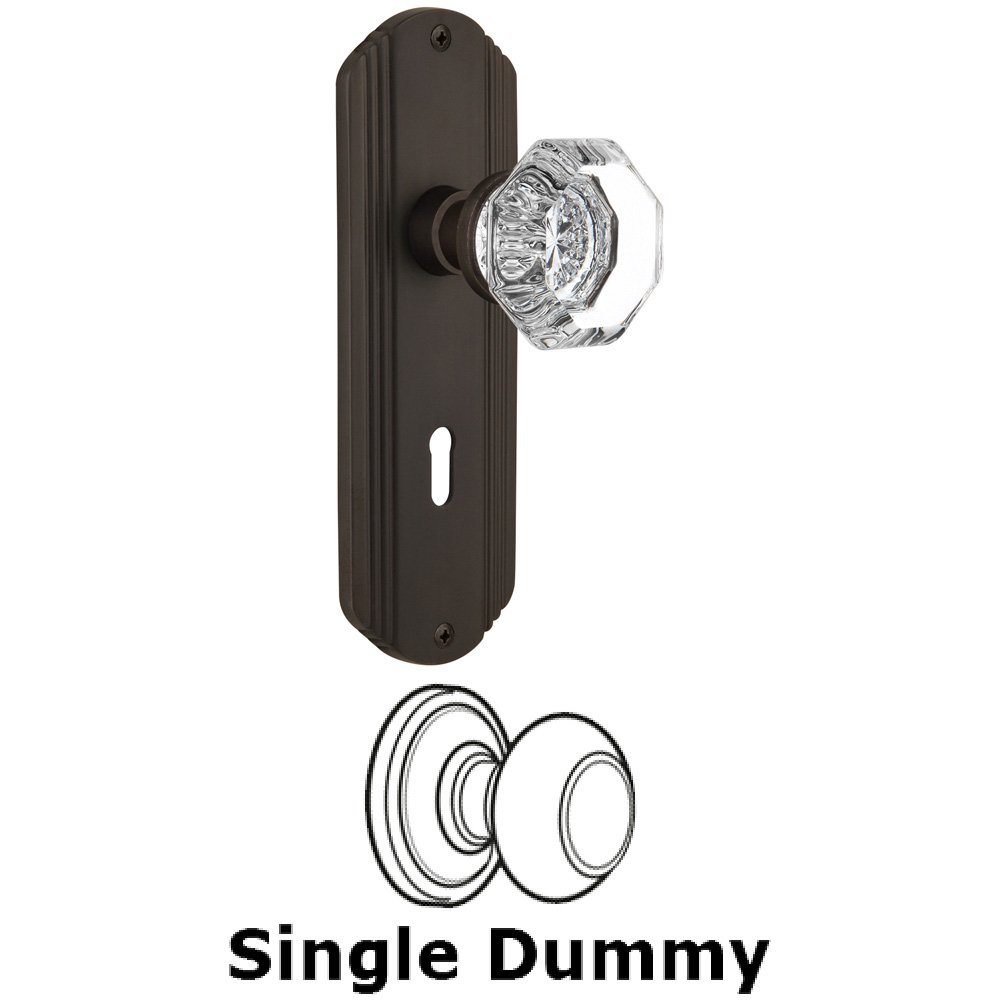 Single Dummy Knob With Keyhole - Deco Plate with Waldorf Knob in Oil Rubbed Bronze