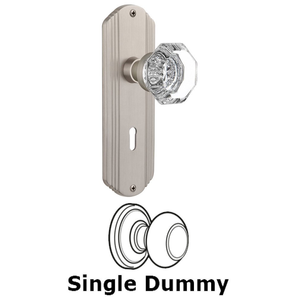 Single Dummy Knob With Keyhole - Deco Plate with Waldorf Knob in Satin Nickel