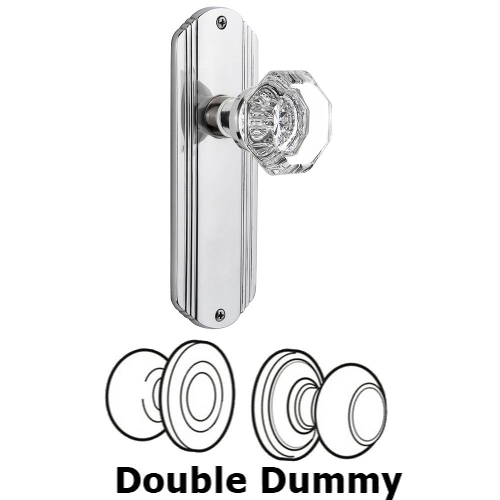 Double Dummy Set Without Keyhole - Deco Plate with Waldorf Knob in Bright Chrome