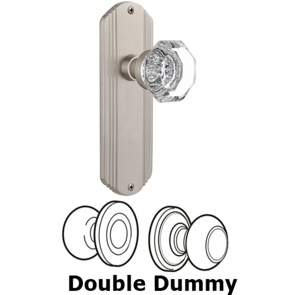 Double Dummy Set Without Keyhole - Deco Plate with Waldorf Knob in Satin Nickel