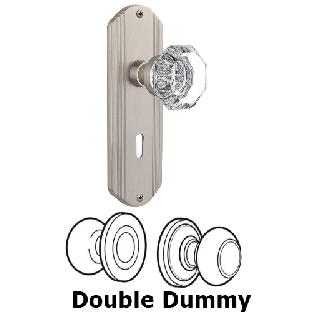 Double Dummy Set With Keyhole - Deco Plate with Waldorf Knob in Satin Nickel