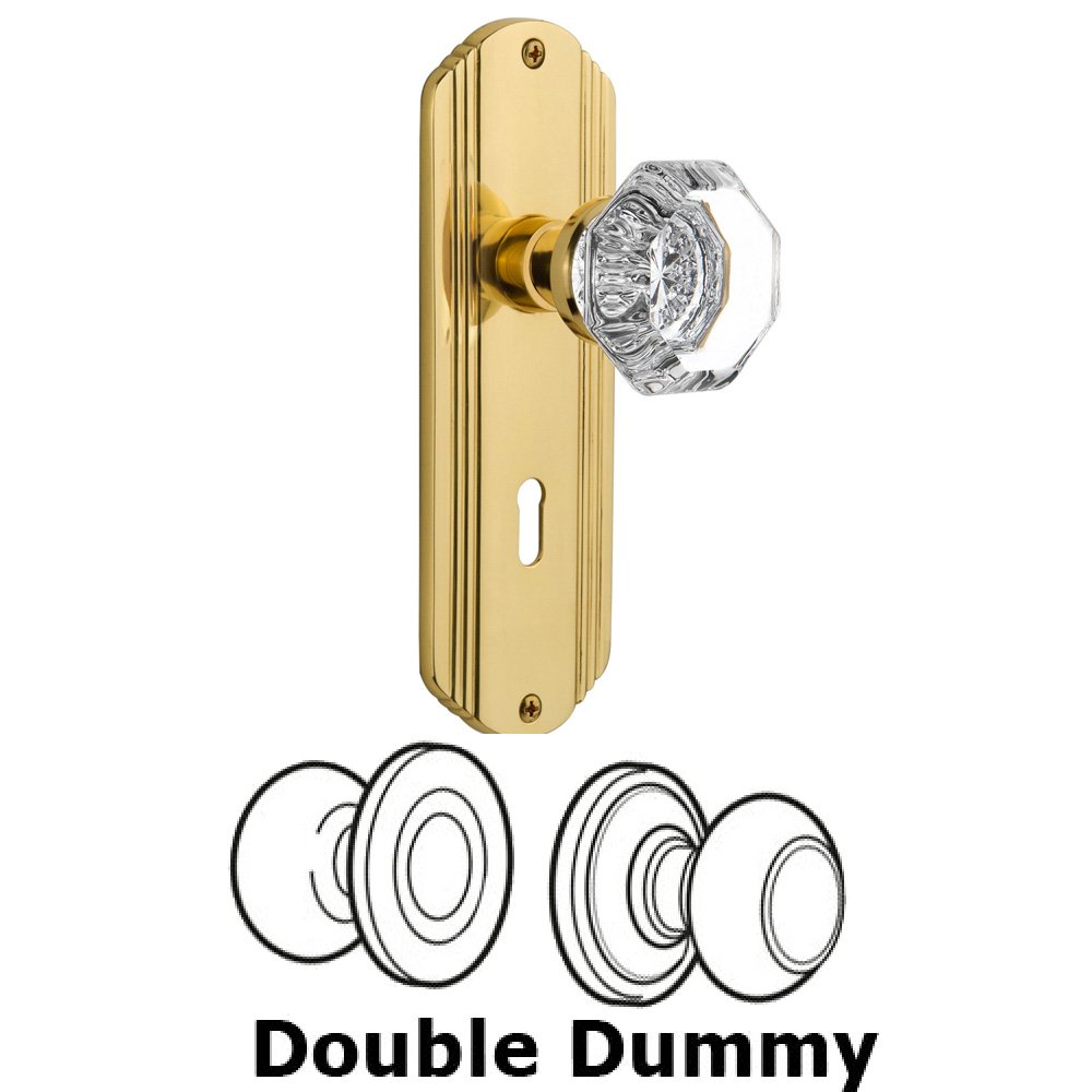Double Dummy Set With Keyhole - Deco Plate with Waldorf Knob in Unlacquered Brass