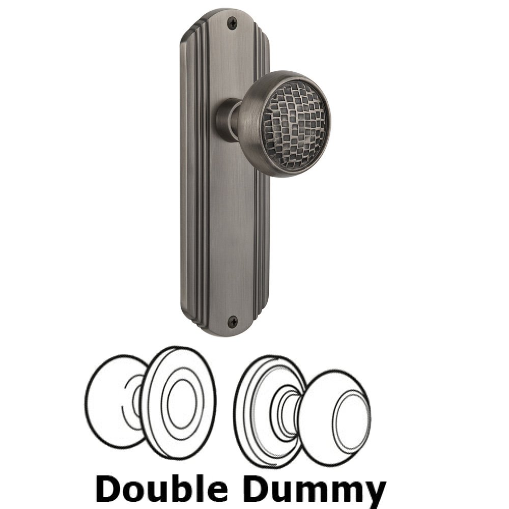 Double Dummy Set Without Keyhole - Deco Plate with Craftsman Knob in Antique Pewter