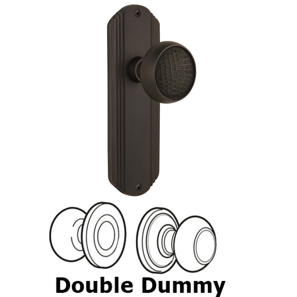 Double Dummy Set Without Keyhole - Deco Plate with Craftsman Knob in Oil Rubbed Bronze