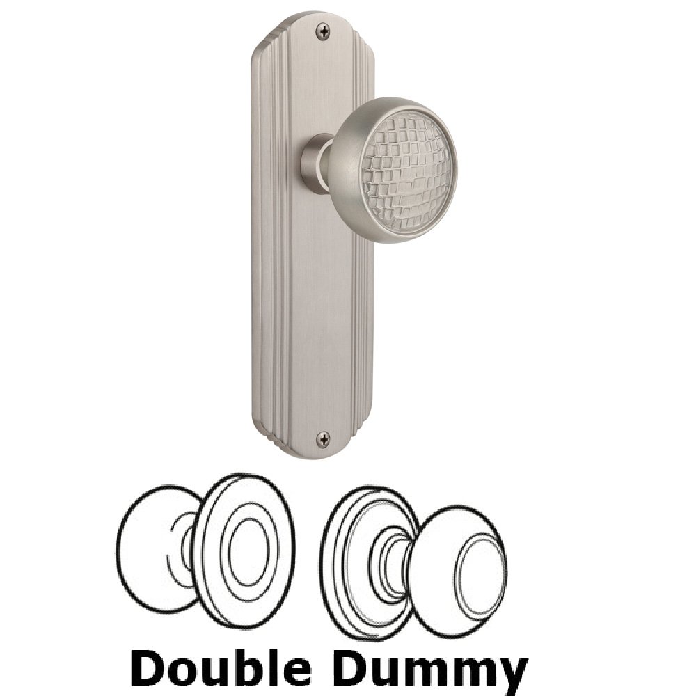 Double Dummy Set Without Keyhole - Deco Plate with Craftsman Knob in Satin Nickel