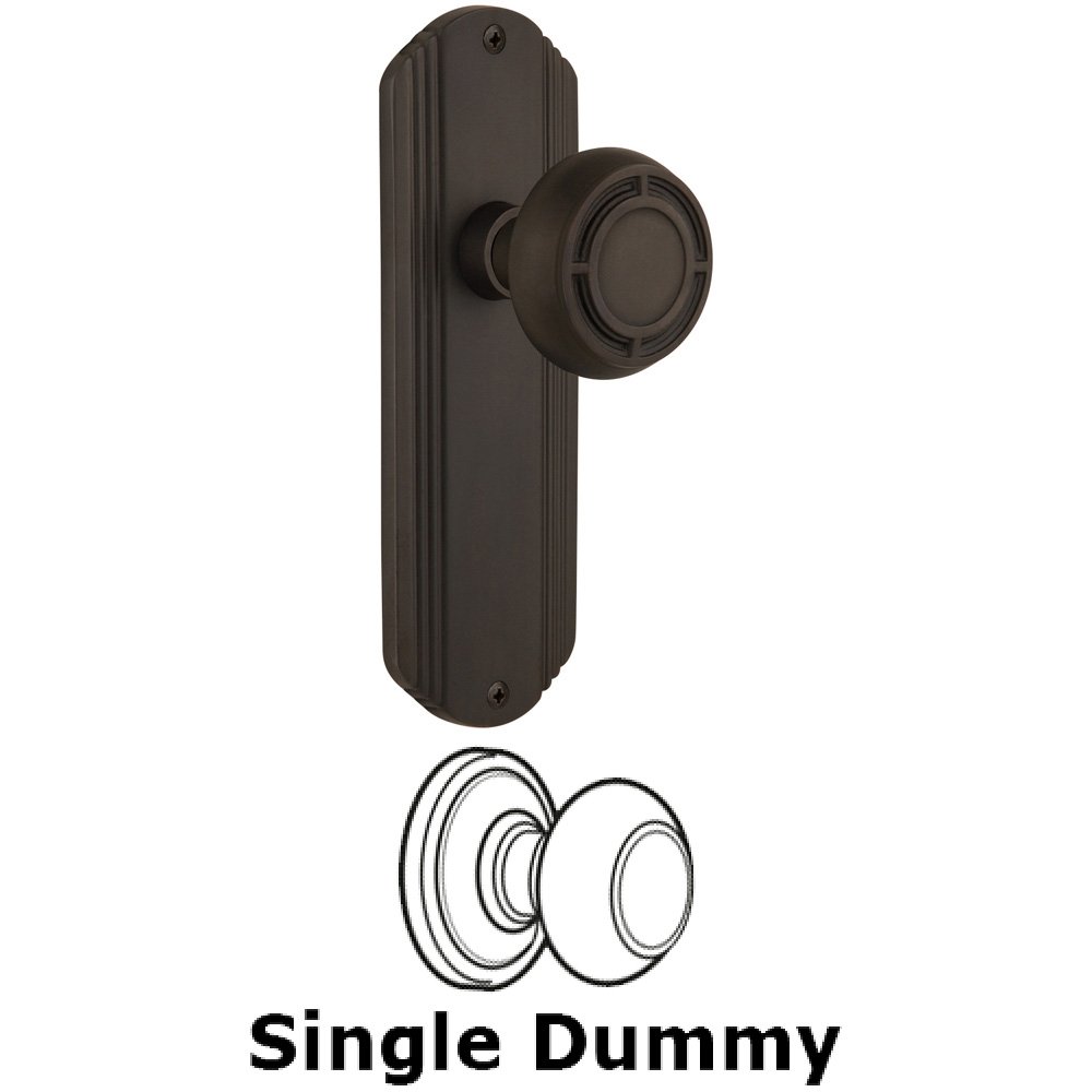 Single Dummy Knob Without Keyhole - Deco Plate with Mission Knob in Oil Rubbed Bronze