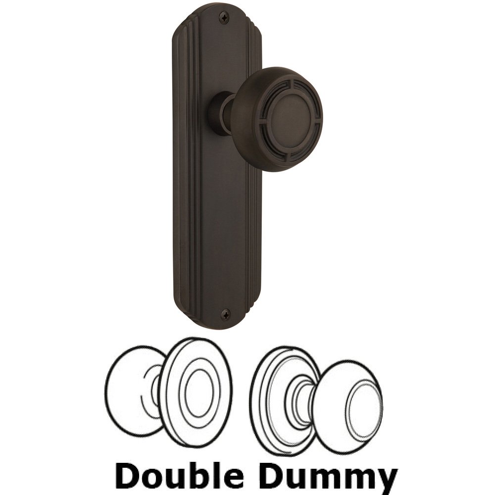 Double Dummy Set Without Keyhole - Deco Plate with Mission Knob in Oil Rubbed Bronze