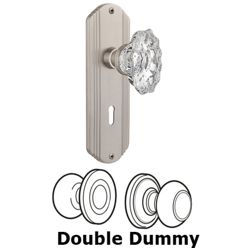 Double Dummy Set With Keyhole - Deco Plate with Chateau Knob in Satin Nickel