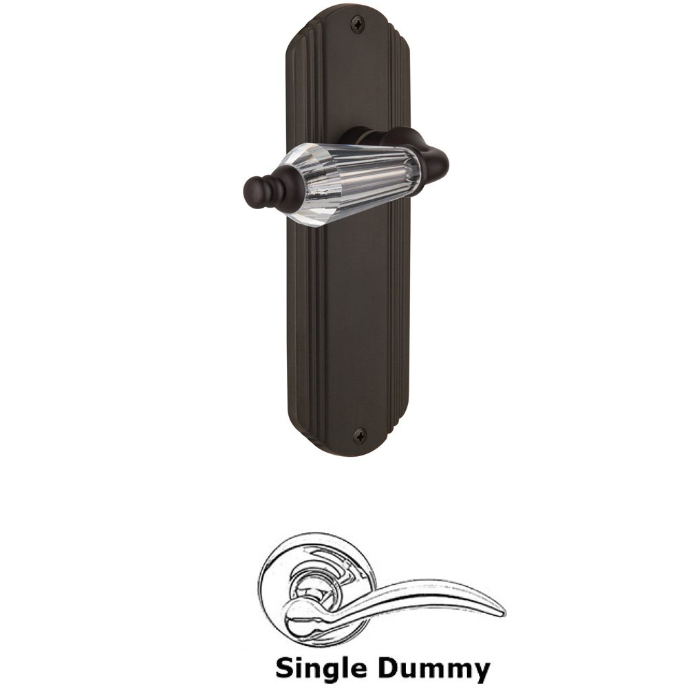 Single Dummy Knob Without Keyhole - Deco Plate with Parlour Lever in Oil Rubbed Bronze