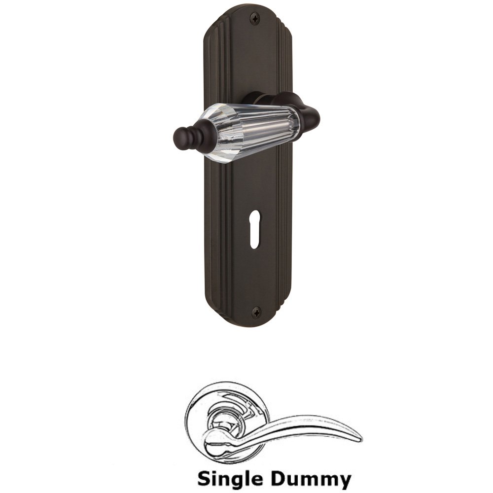 Single Dummy Knob With Keyhole - Deco Plate with Parlour Lever in Oil Rubbed Bronze
