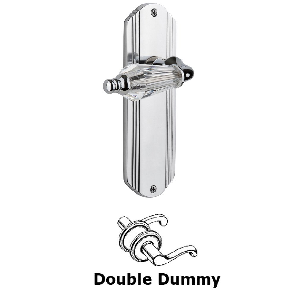 Double Dummy Set Without Keyhole - Deco Plate with Parlour Lever in Bright Chrome
