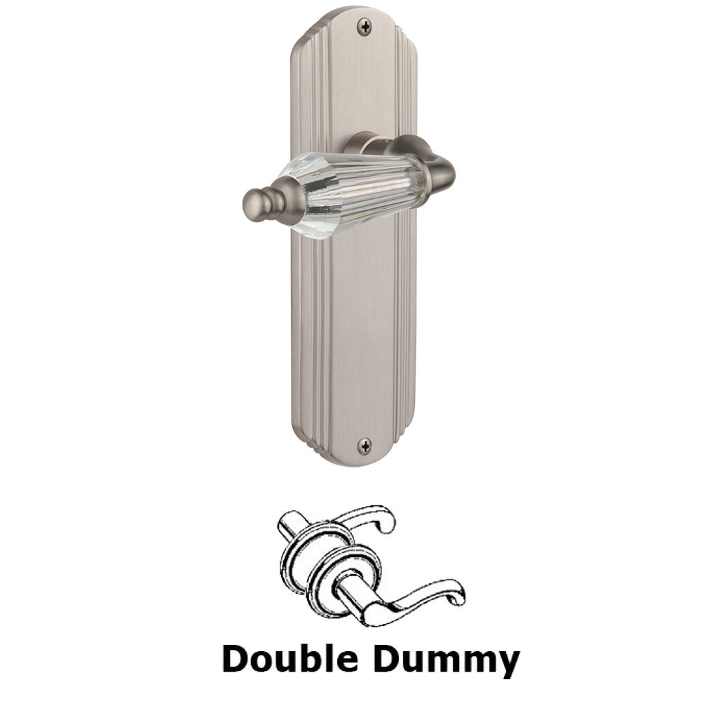 Double Dummy Set Without Keyhole - Deco Plate with Parlour Lever in Satin Nickel