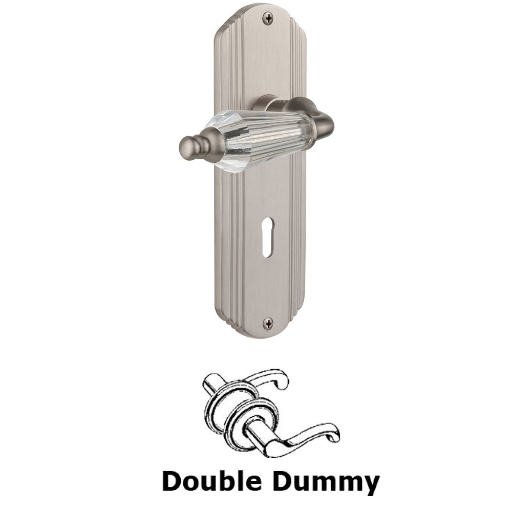 Double Dummy Set With Keyhole - Deco Plate with Parlour Lever in Satin Nickel