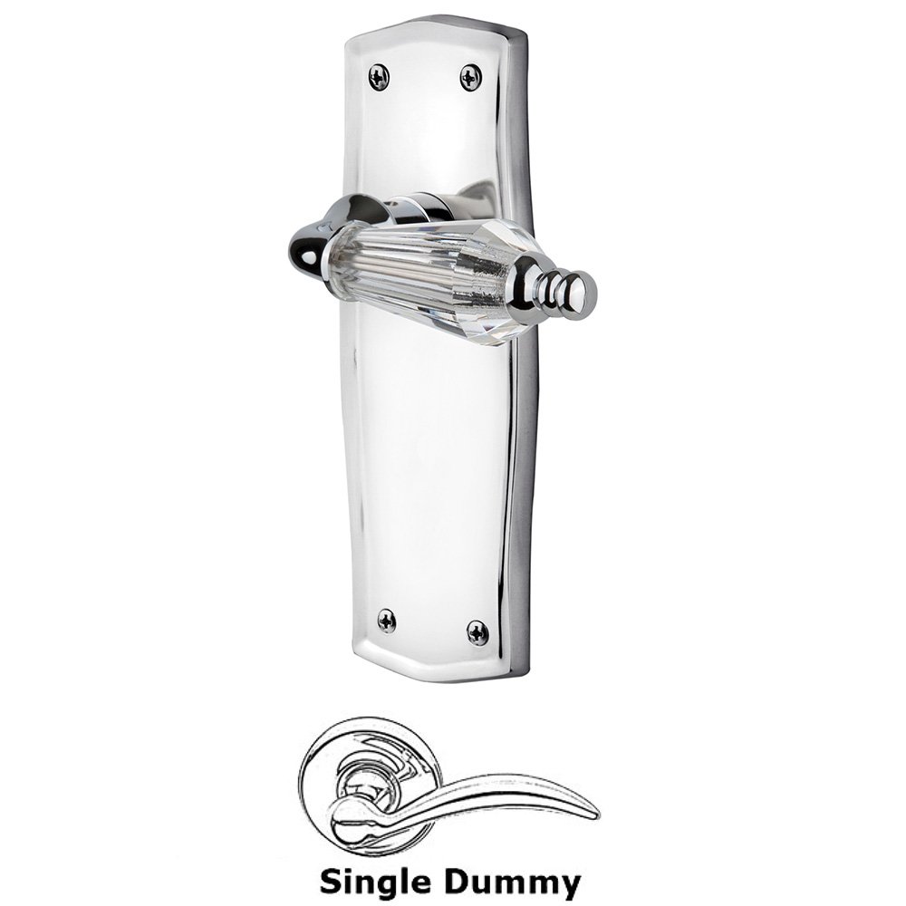 Single Dummy Lever Without Keyhole - Prairie Plate with Parlor Lever in Bright Chrome