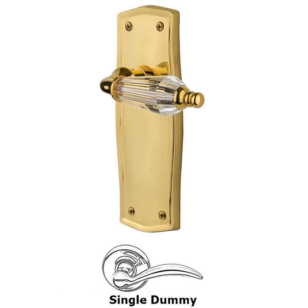 Single Dummy Lever Without Keyhole - Prairie Plate with Parlor Lever in Polished Brass