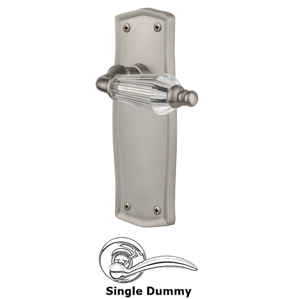 Single Dummy Lever Without Keyhole - Prairie Plate with Parlor Lever in Satin Nickel