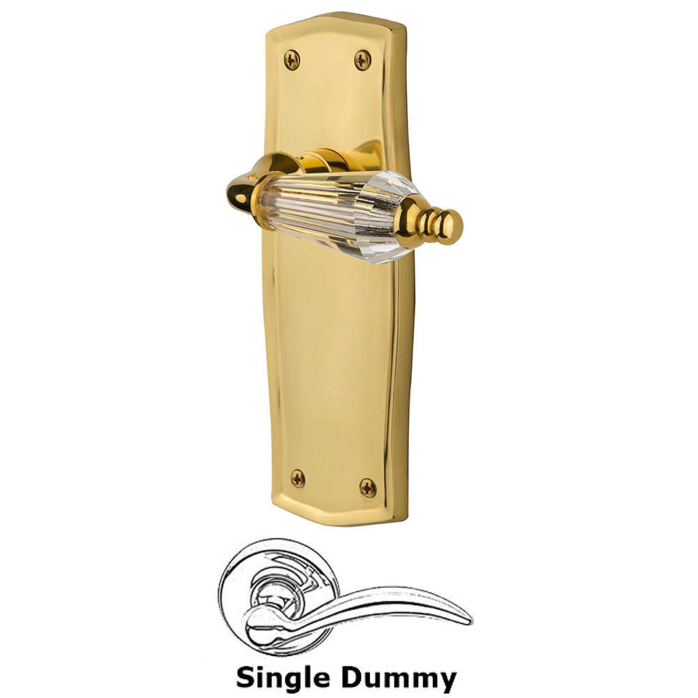 Single Dummy Lever Without Keyhole - Prairie Plate with Parlor Lever in Unlacquered Brass