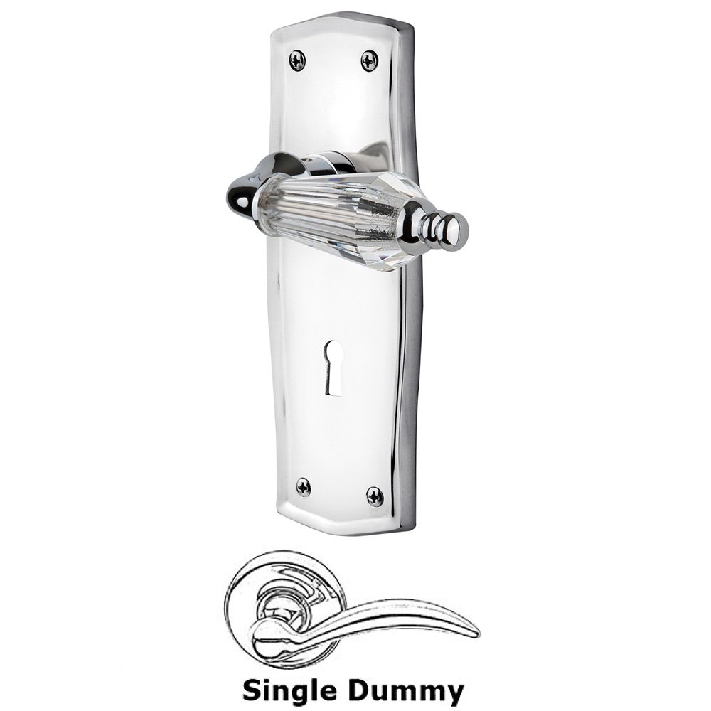 Single Dummy Lever With Keyhole - Prairie Plate with Parlor Lever in Bright Chrome