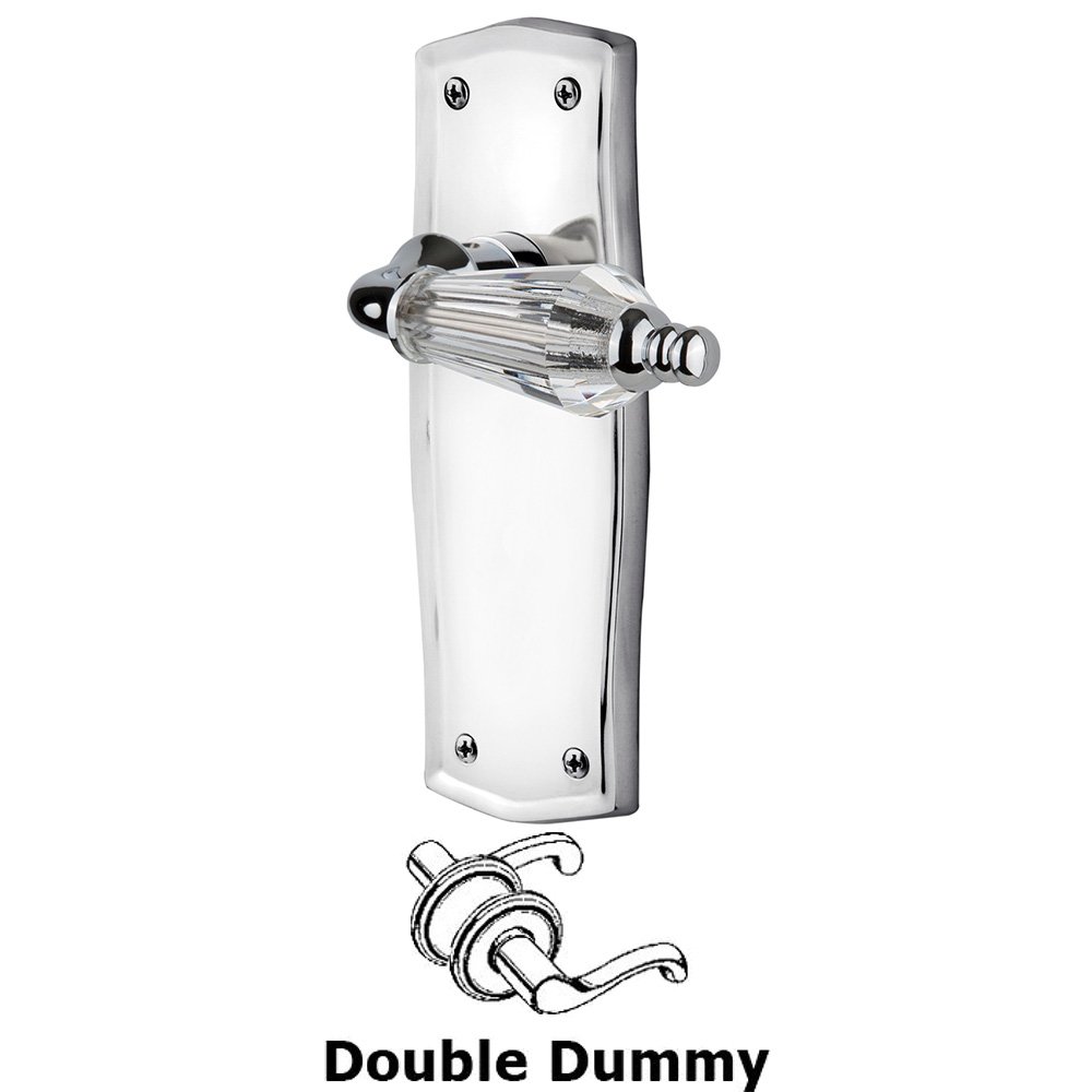 Double Dummy Set Without Keyhole - Prairie Plate with Parlor Lever in Bright Chrome