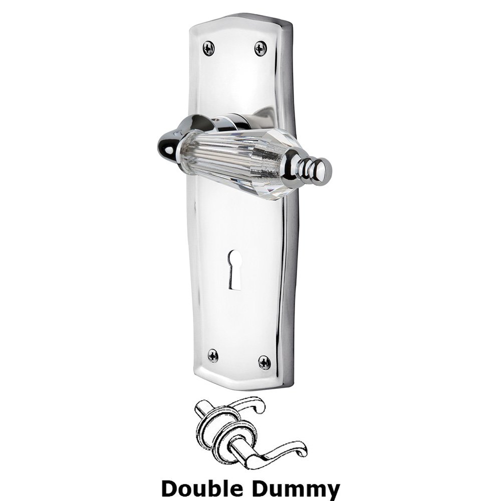 Double Dummy Lever With Keyhole - Prairie Plate with Parlor Lever in Bright Chrome