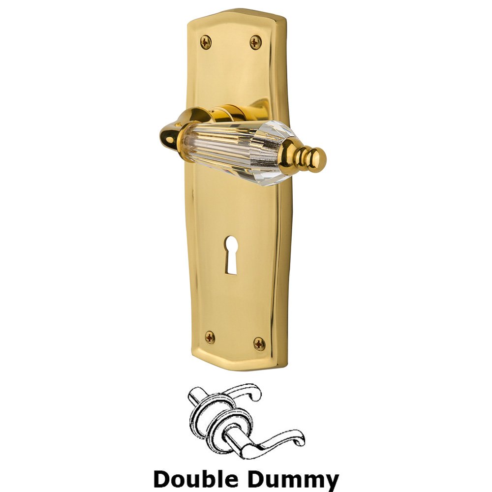 Double Dummy Lever With Keyhole - Prairie Plate with Parlor Lever in Unlacquered Brass