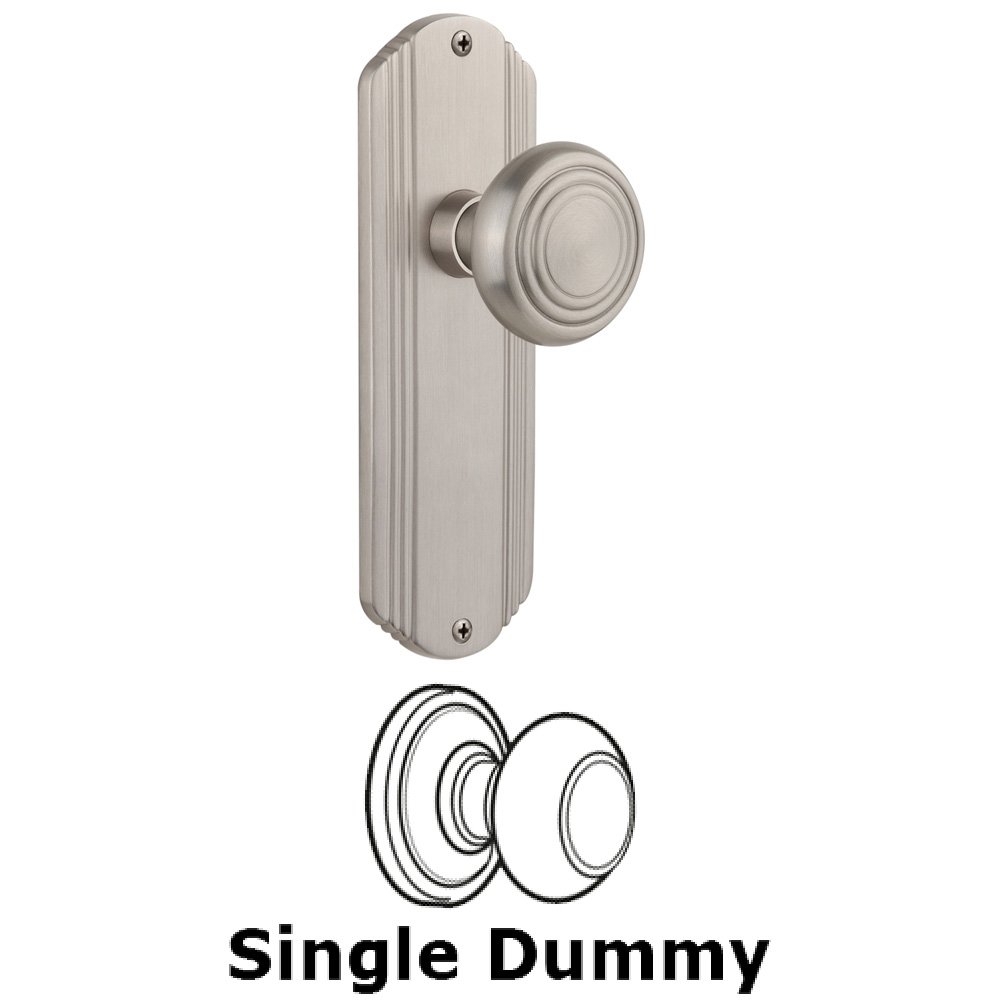 Single Dummy Knob Without Keyhole - Deco Plate with Deco Knob in Satin Nickel