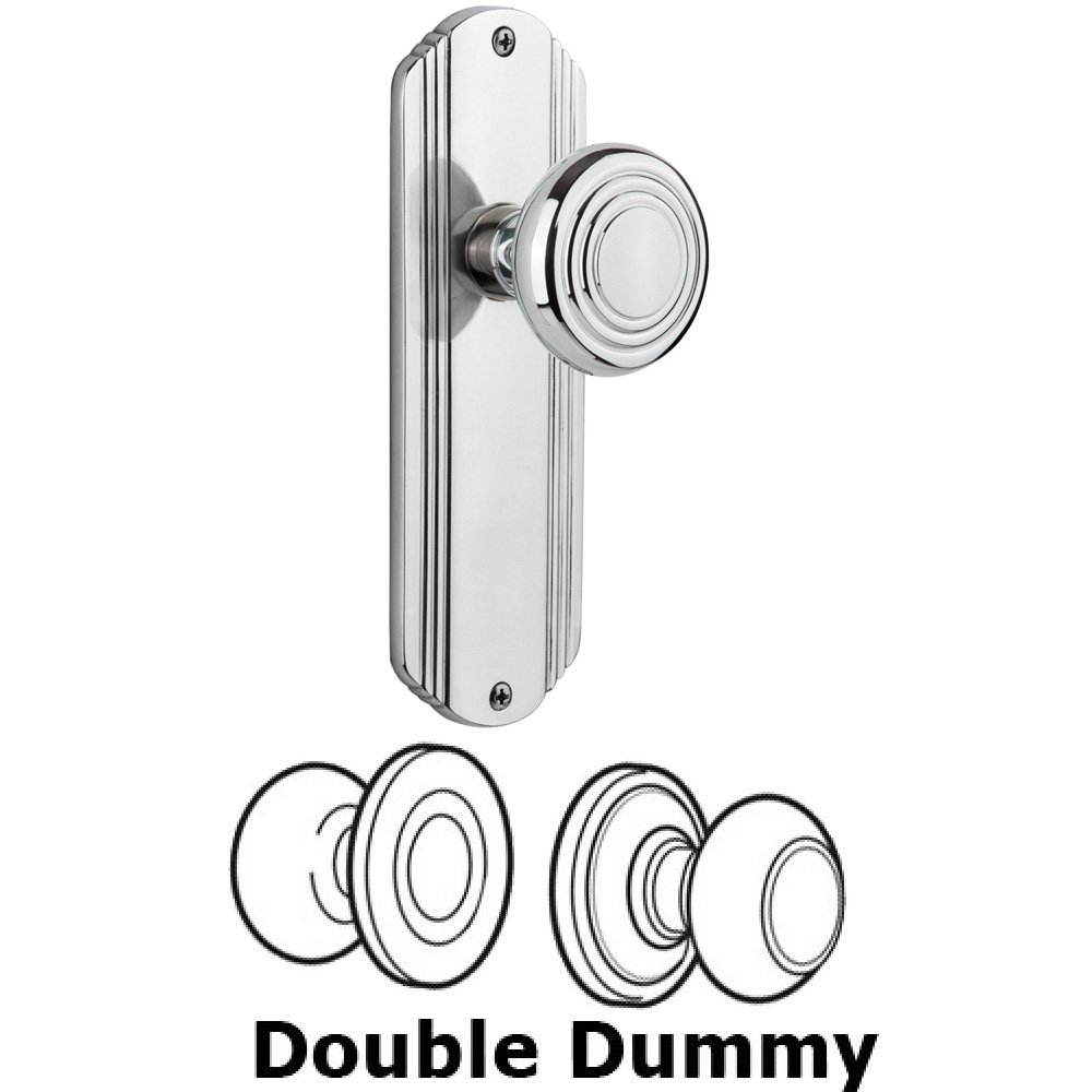 Double Dummy Set Without Keyhole - Deco Plate with Deco Knob in Bright Chrome