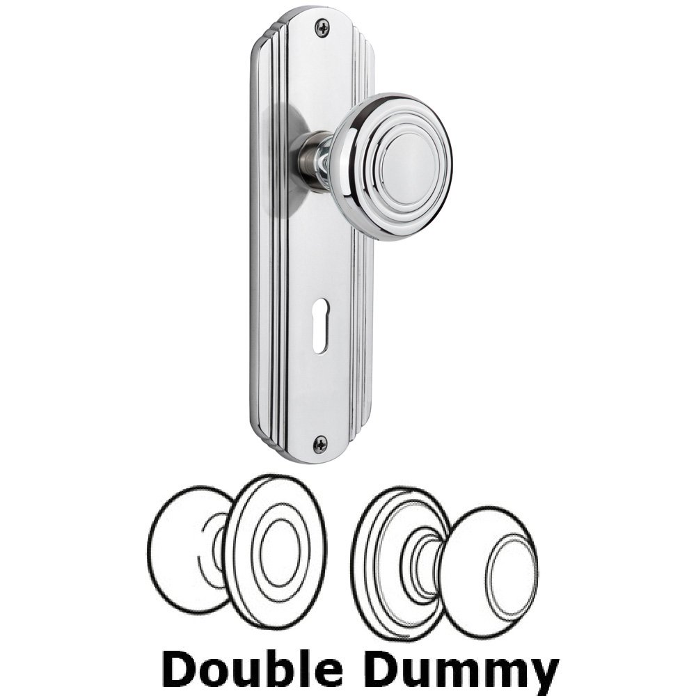 Double Dummy Set With Keyhole - Deco Plate with Deco Knob in Bright Chrome