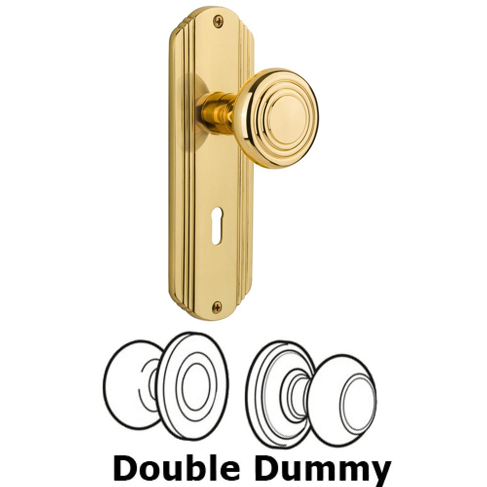 Double Dummy Set With Keyhole - Deco Plate with Deco Knob in Polished Brass