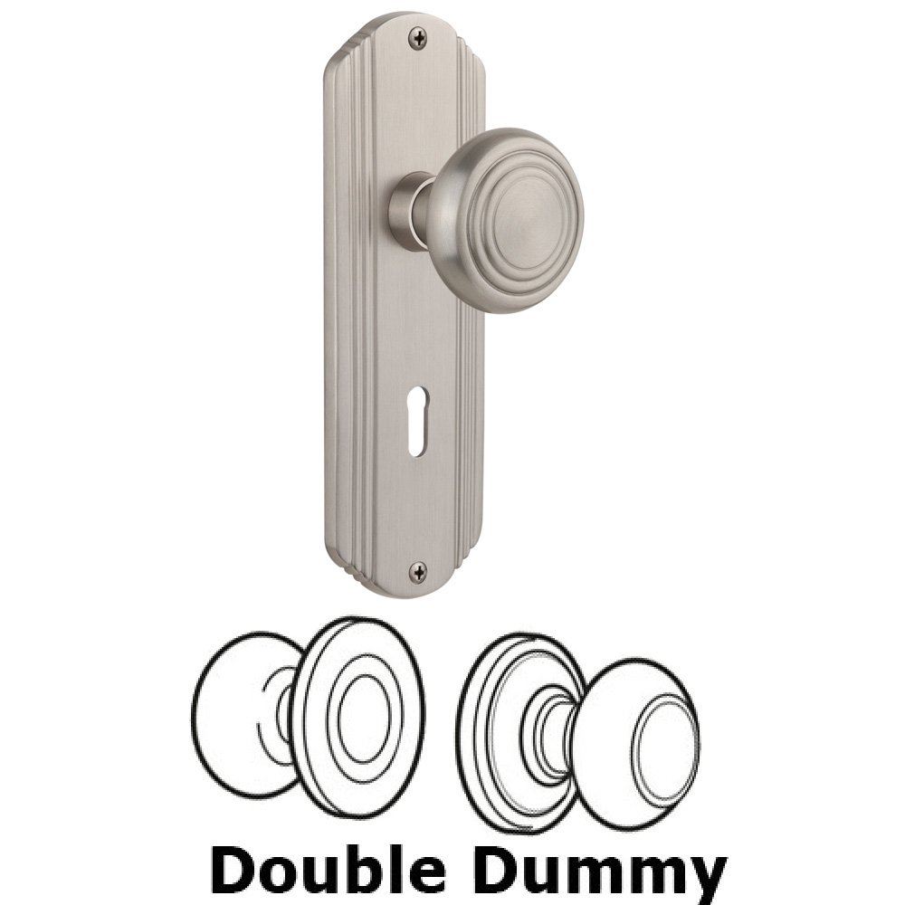 Double Dummy Set With Keyhole - Deco Plate with Deco Knob in Satin Nickel